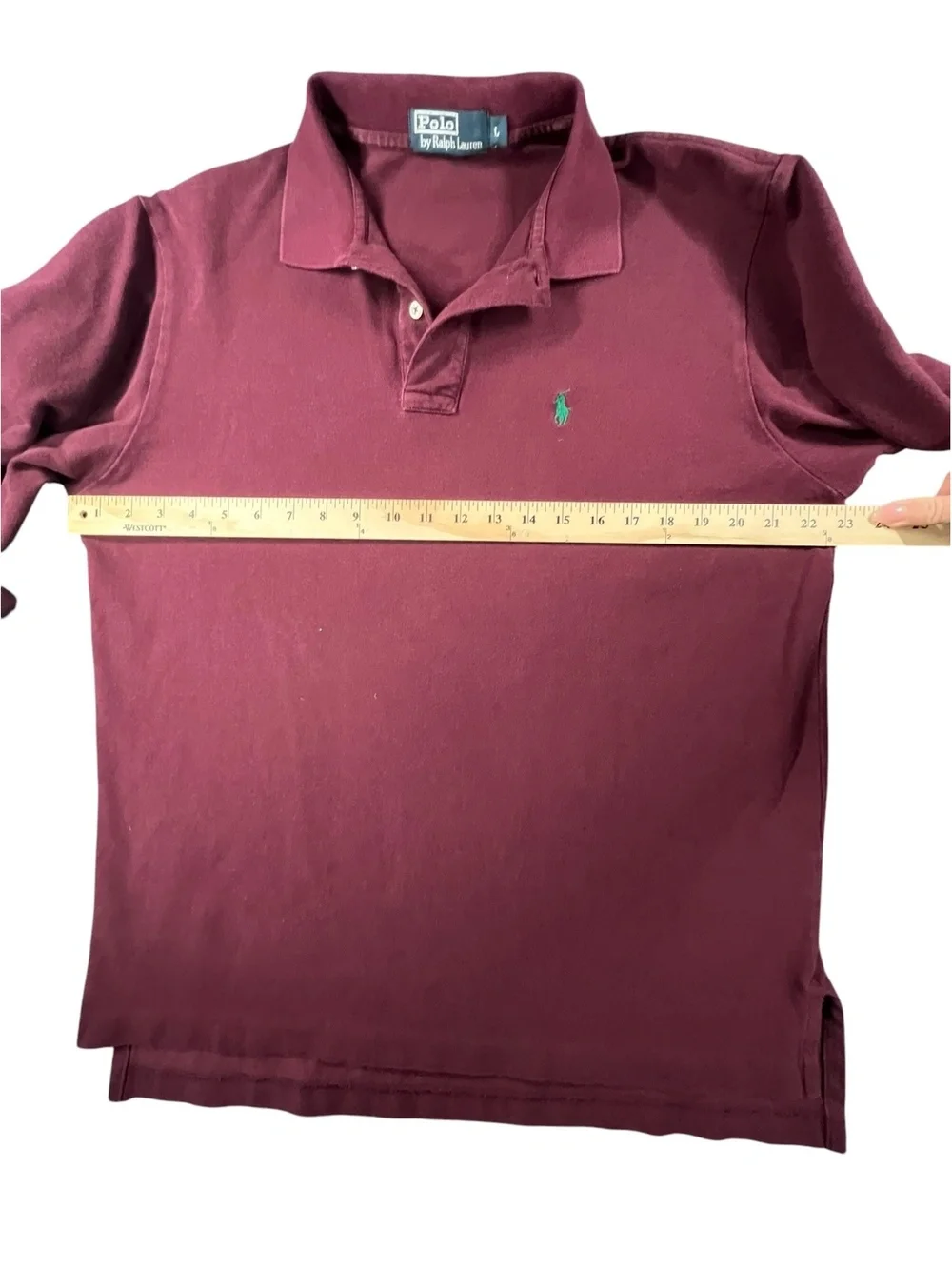 Vintage Polo Ralph Lauren Long Sleeve Polo Shirt Large Burgundy Green Pony